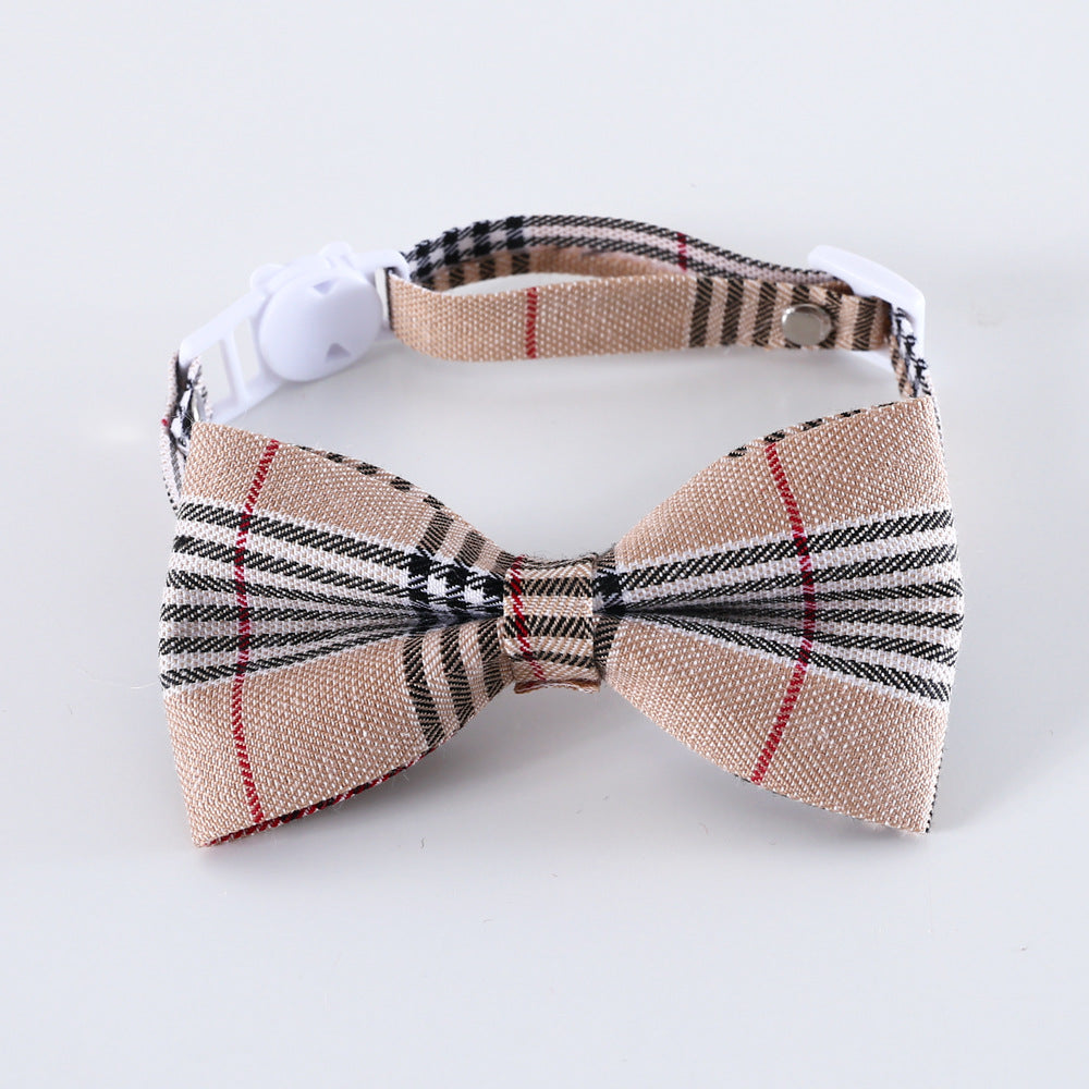 KFX-9205053 Adjustable British Style Plaid Bow Tie and Tie Collar Accessories for Pets