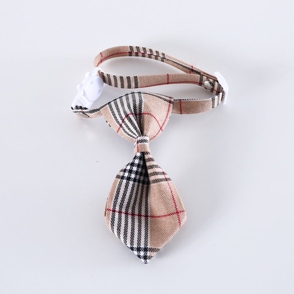 KFX-9205053 Adjustable British Style Plaid Bow Tie and Tie Collar Accessories for Pets