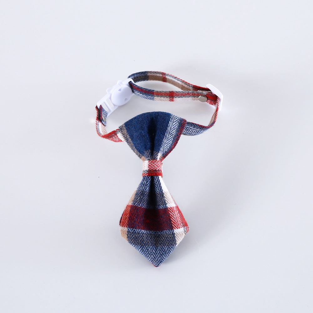 KFX-9205053 Adjustable British Style Plaid Bow Tie and Tie Collar Accessories for Pets