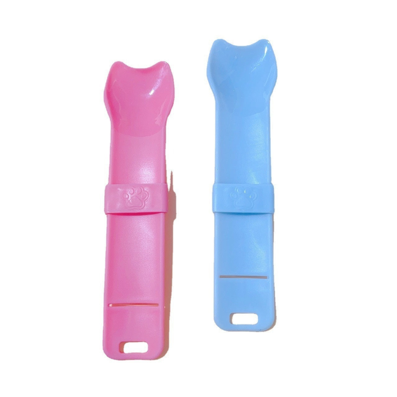 KFX-9206845 Cat Feeding Spoon in Blue and Pink - Durable Plastic Tableware for Your Pet
