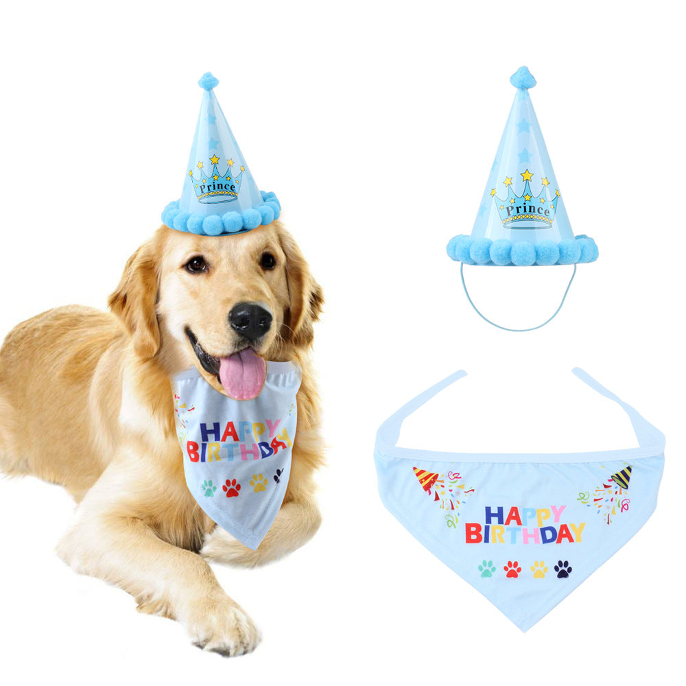 KFX-9207229 Dog Birthday Party Hat - Fun Cloth Hat with Paper Crown for Pets