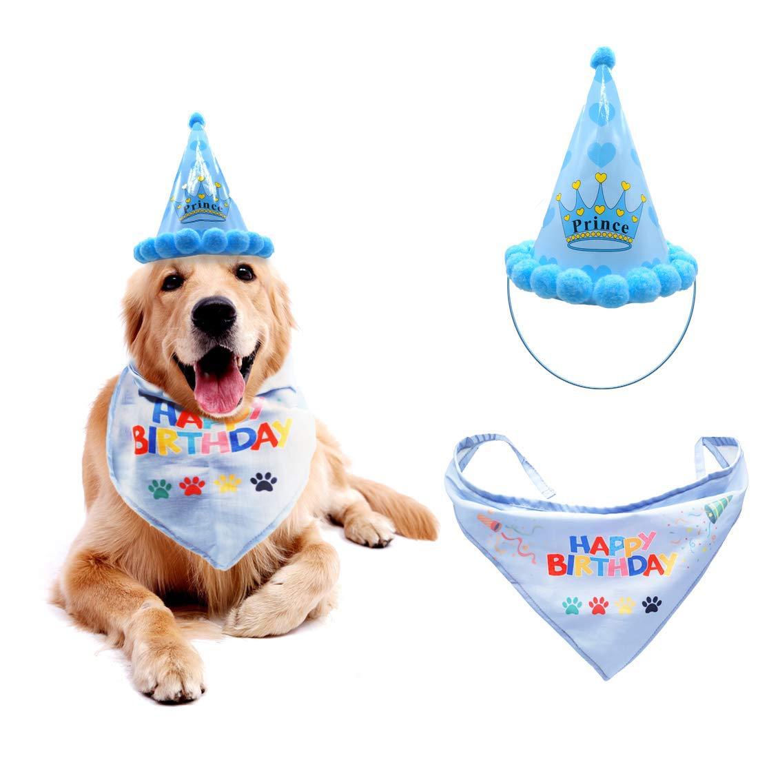 KFX-9207229 Dog Birthday Party Hat - Fun Cloth Hat with Paper Crown for Pets