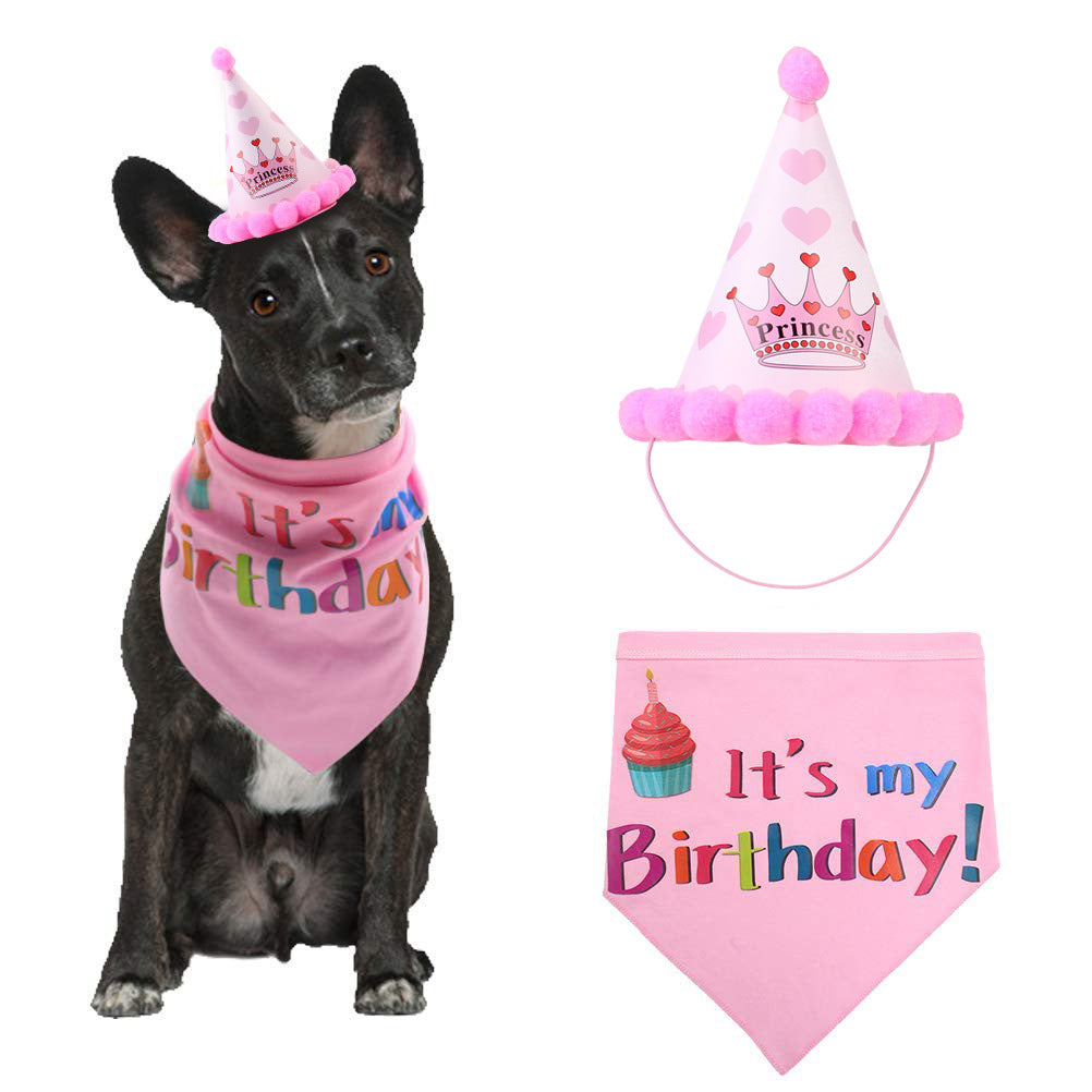 KFX-9207229 Dog Birthday Party Hat - Fun Cloth Hat with Paper Crown for Pets
