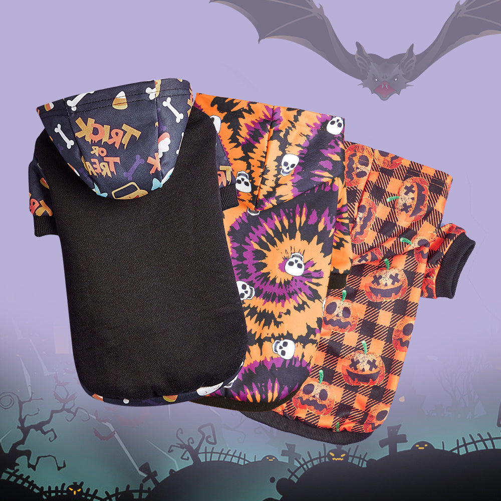KFX-9208125 Halloween-Themed Pet Clothing for Small and Medium Dogs and Cats - Pumpkin & Skull Designs