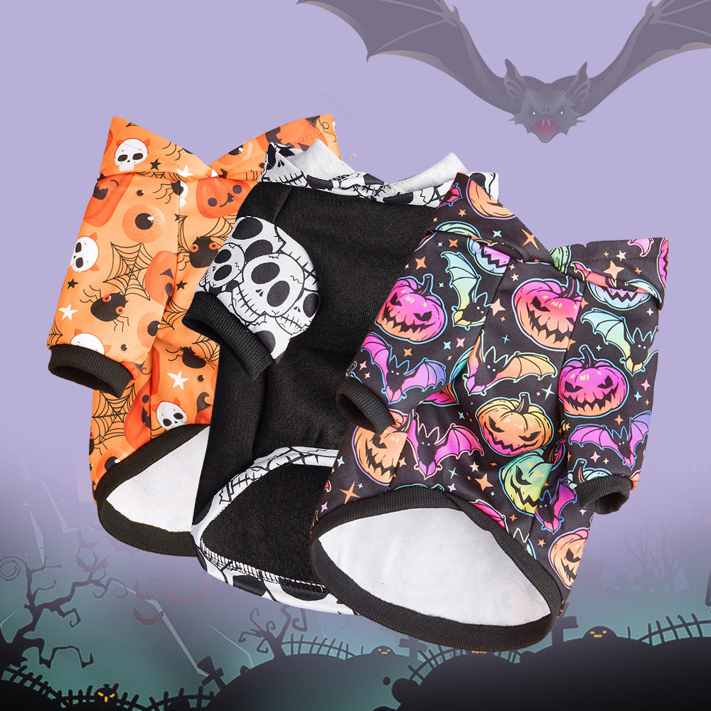 KFX-9208125 Halloween-Themed Pet Clothing for Small and Medium Dogs and Cats - Pumpkin & Skull Designs