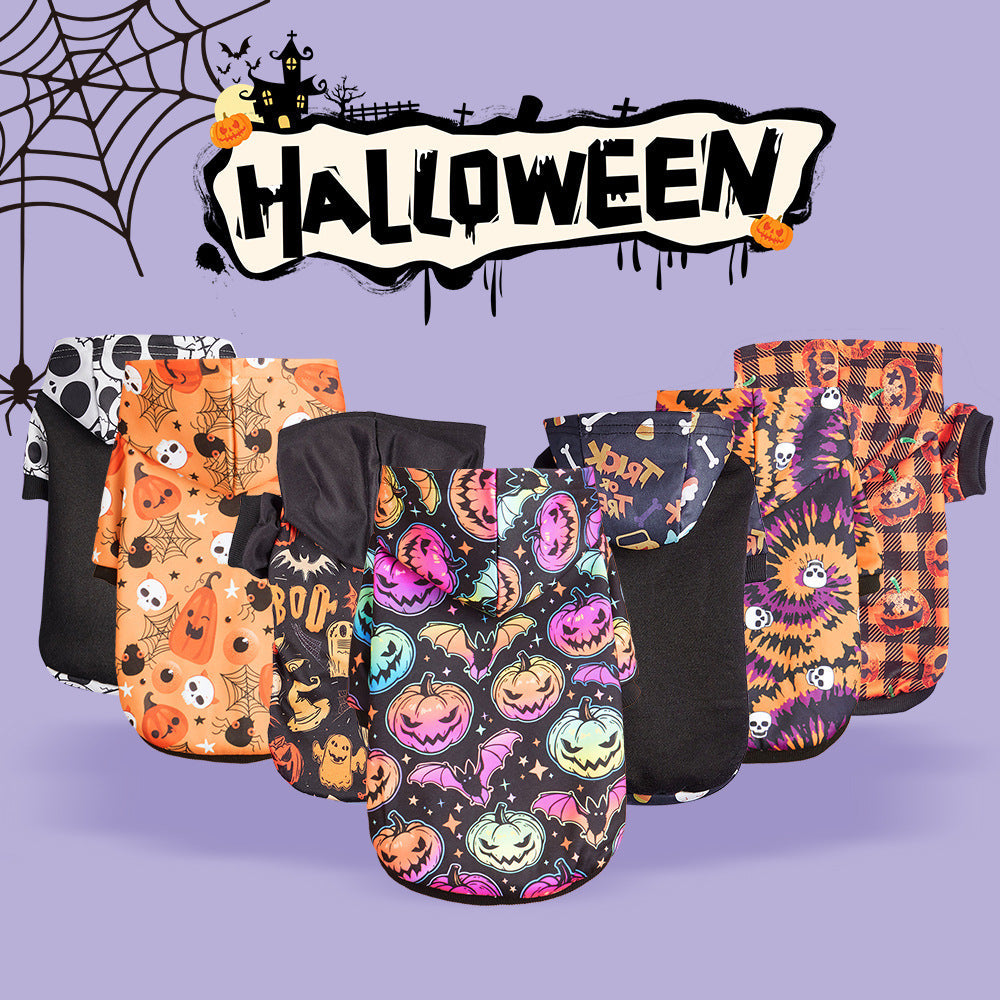 KFX-9208125 Halloween-Themed Pet Clothing for Small and Medium Dogs and Cats - Pumpkin & Skull Designs