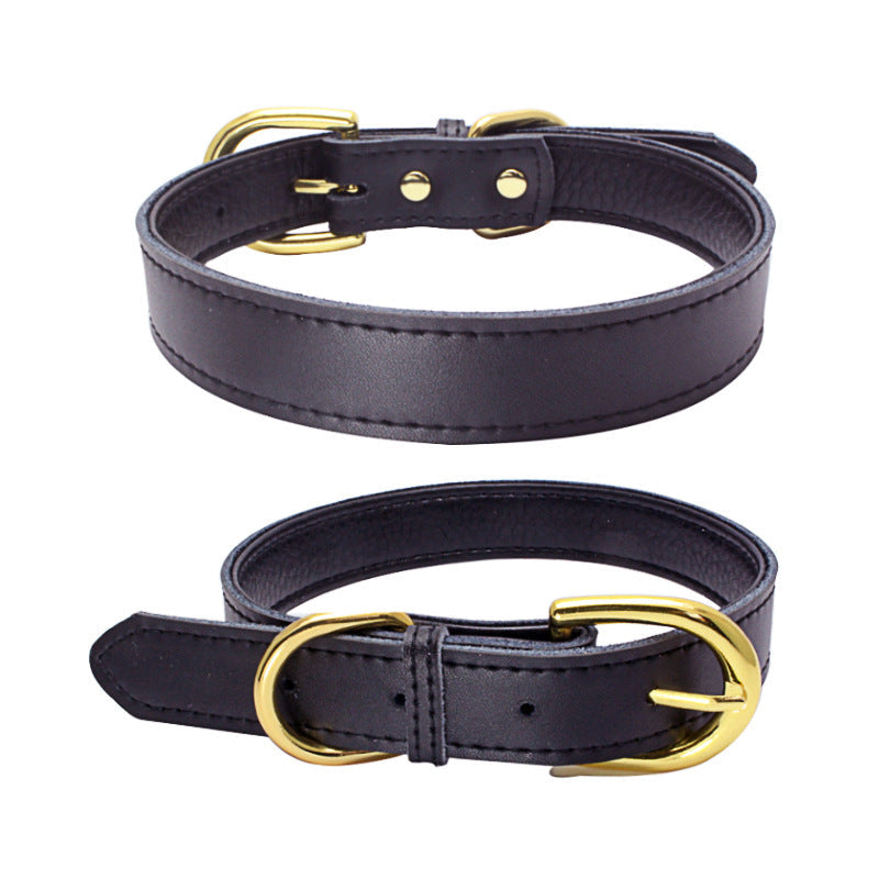 KFX-9210813 Cowhide Leather Dog Collar - Adjustable Sizes XS to L, Durable and Stylish Design