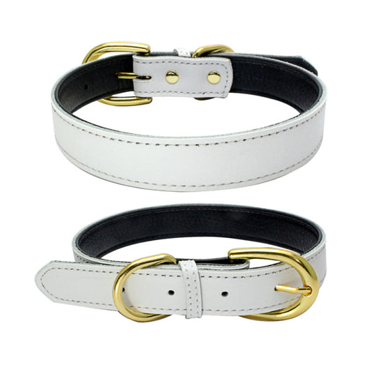 KFX-9210813 Cowhide Leather Dog Collar - Adjustable Sizes XS to L, Durable and Stylish Design