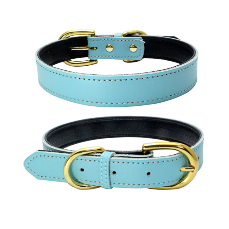KFX-9210813 Cowhide Leather Dog Collar - Adjustable Sizes XS to L, Durable and Stylish Design