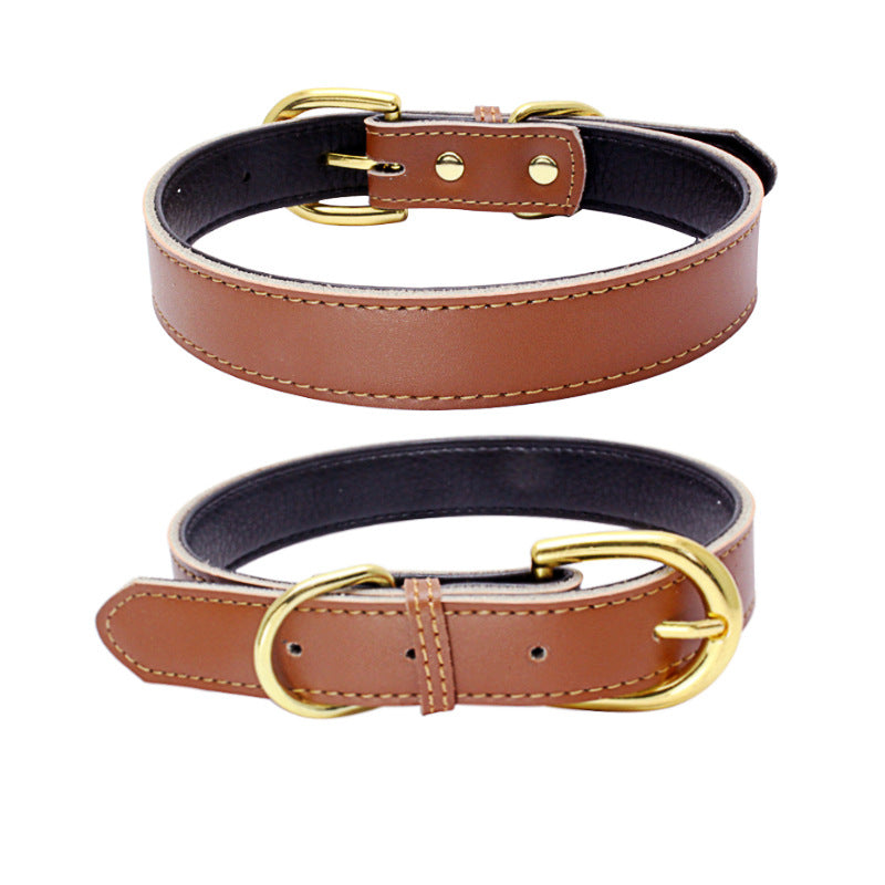 KFX-9210813 Cowhide Leather Dog Collar - Adjustable Sizes XS to L, Durable and Stylish Design