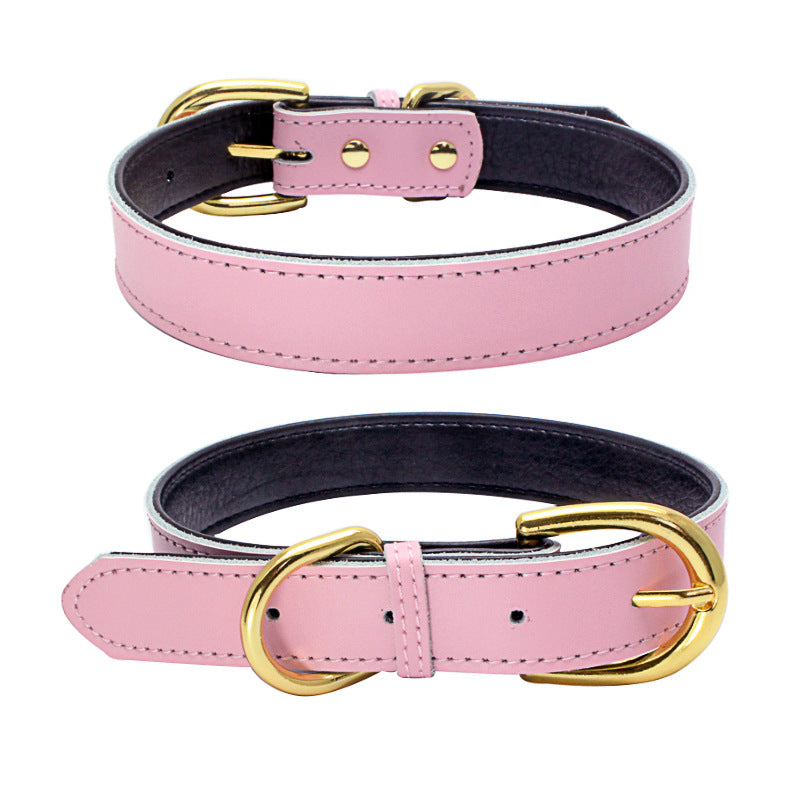 KFX-9210813 Cowhide Leather Dog Collar - Adjustable Sizes XS to L, Durable and Stylish Design