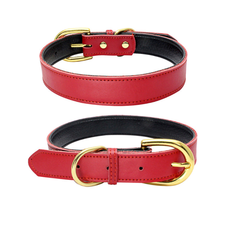 KFX-9210813 Cowhide Leather Dog Collar - Adjustable Sizes XS to L, Durable and Stylish Design