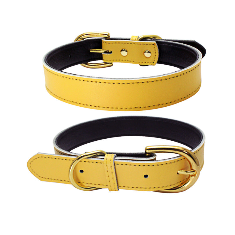 KFX-9210813 Cowhide Leather Dog Collar - Adjustable Sizes XS to L, Durable and Stylish Design