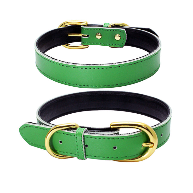 KFX-9210813 Cowhide Leather Dog Collar - Adjustable Sizes XS to L, Durable and Stylish Design