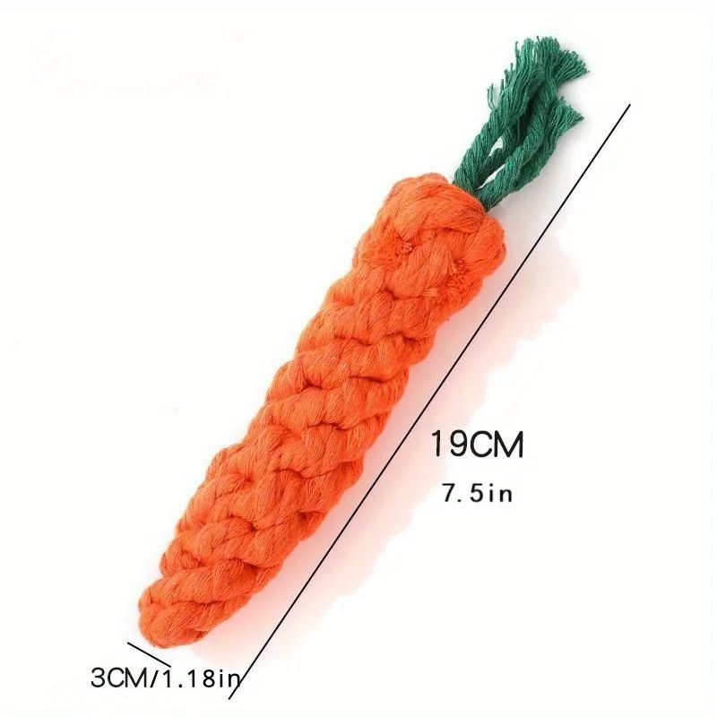 KFX-9211453 Durable Cotton Rope Pet Chew Toy in Carrot Shape for Small Dogs and Cats, Promotes Dental Health