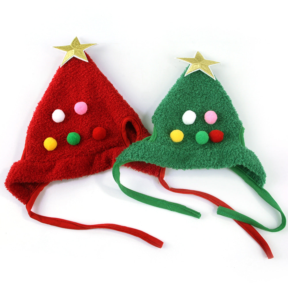 KFX-9212093 Pet Christmas Tree Hat with Adjustable Chin Strap - Cute Holiday Headwear for Cats and Small Pets