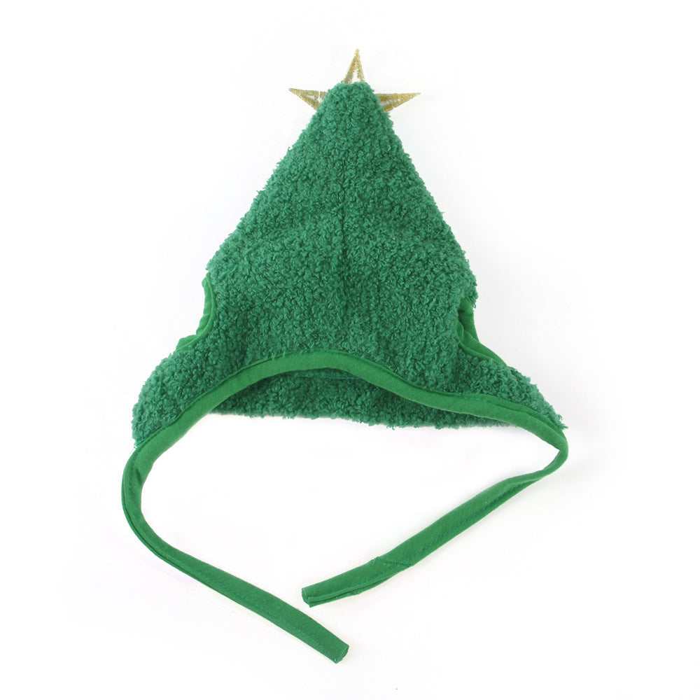 KFX-9212093 Pet Christmas Tree Hat with Adjustable Chin Strap - Cute Holiday Headwear for Cats and Small Pets