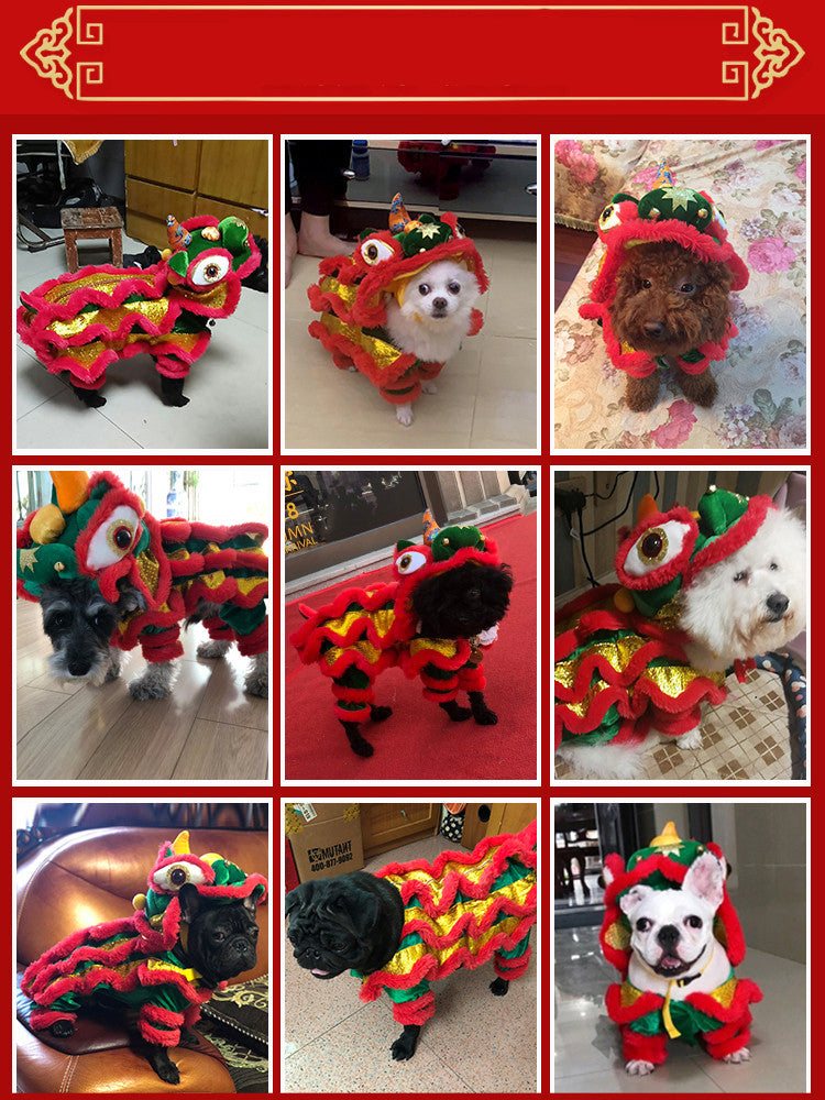 KFX-9212989 Funny Lion and Horse Costumes for Dogs and Cats - Four-Legged Apparel in Red and Blue