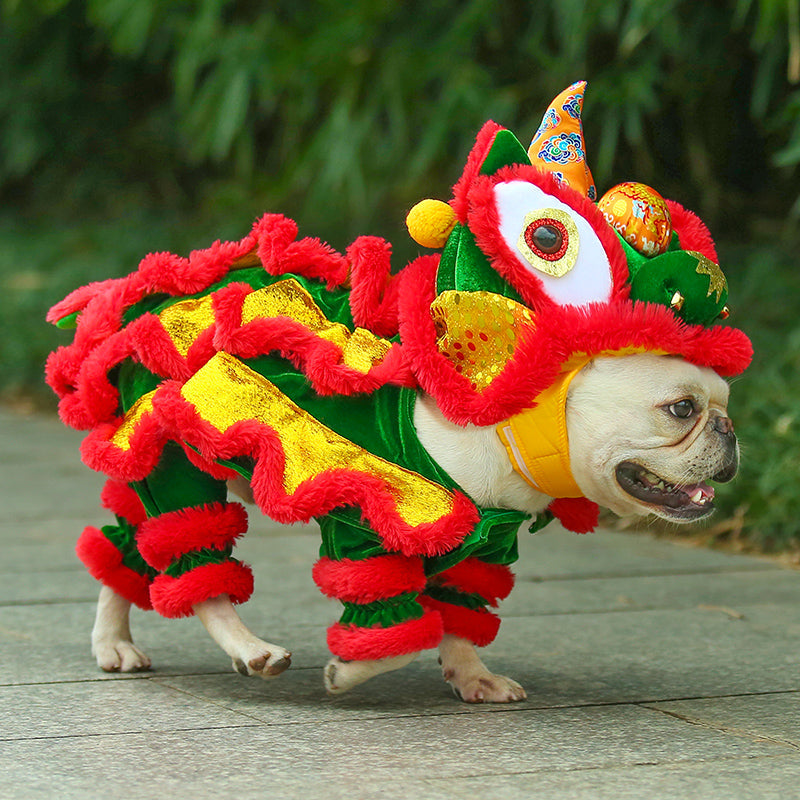 KFX-9212989 Funny Lion and Horse Costumes for Dogs and Cats - Four-Legged Apparel in Red and Blue