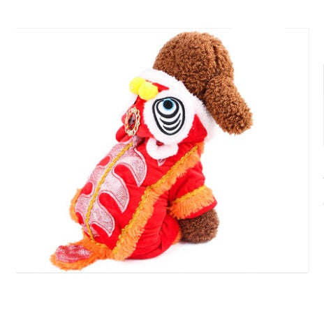 KFX-9212989 Funny Lion and Horse Costumes for Dogs and Cats - Four-Legged Apparel in Red and Blue