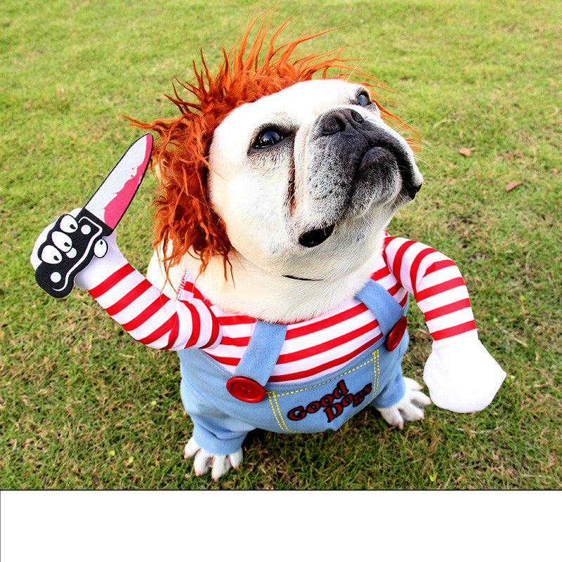 KFX-9212989 Funny Lion and Horse Costumes for Dogs and Cats - Four-Legged Apparel in Red and Blue