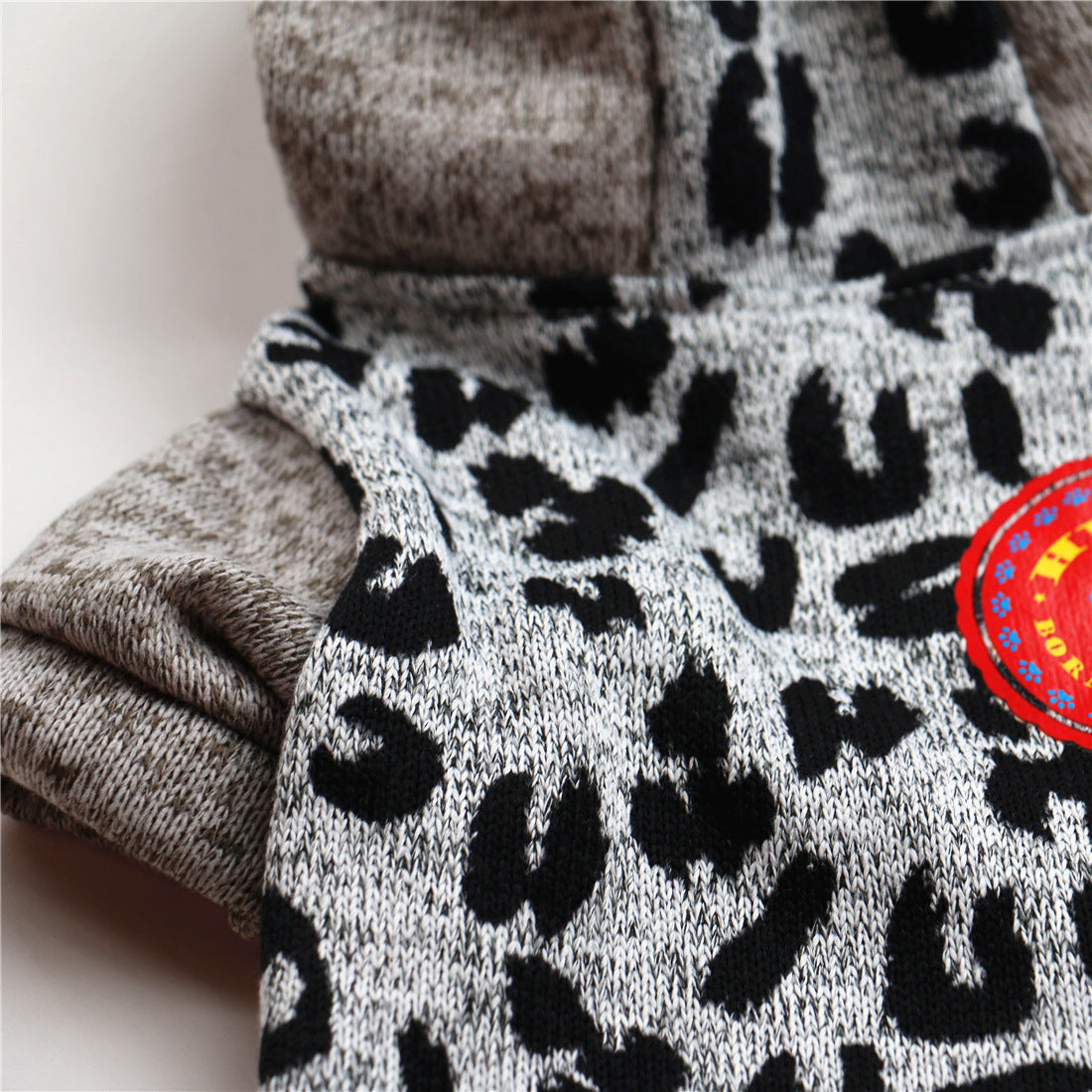 KFX-9213885 Cozy Fleece Dog Sweater in Leopard Print and Curved Designs