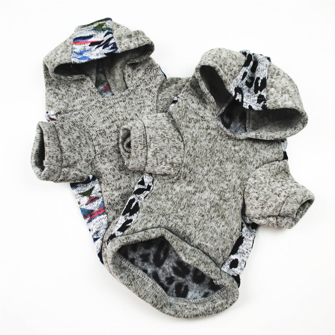 KFX-9213885 Cozy Fleece Dog Sweater in Leopard Print and Curved Designs