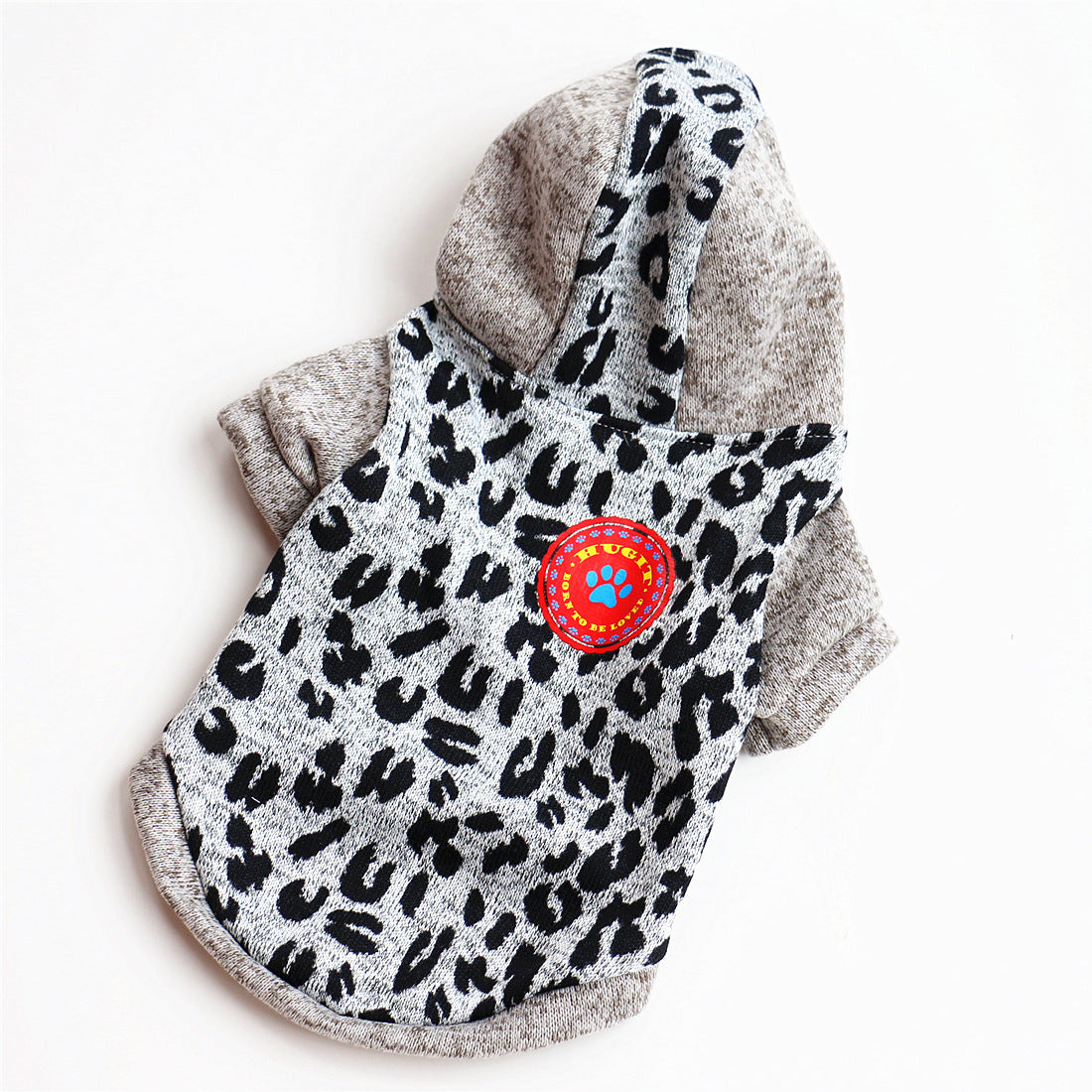 KFX-9213885 Cozy Fleece Dog Sweater in Leopard Print and Curved Designs