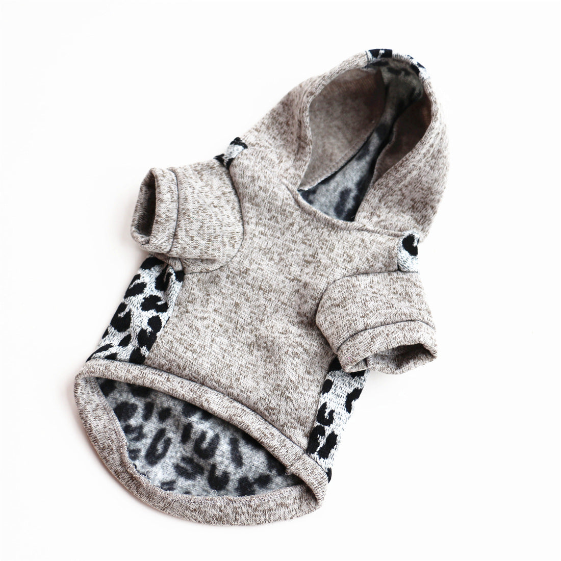 KFX-9213885 Cozy Fleece Dog Sweater in Leopard Print and Curved Designs