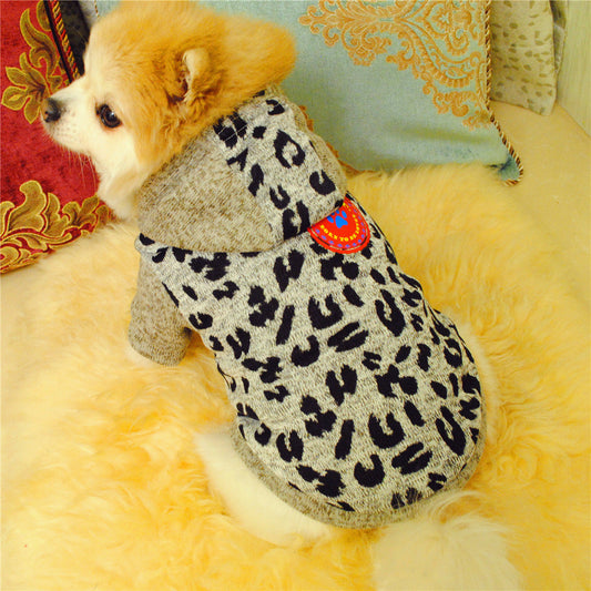 KFX-9213885 Cozy Fleece Dog Sweater in Leopard Print and Curved Designs