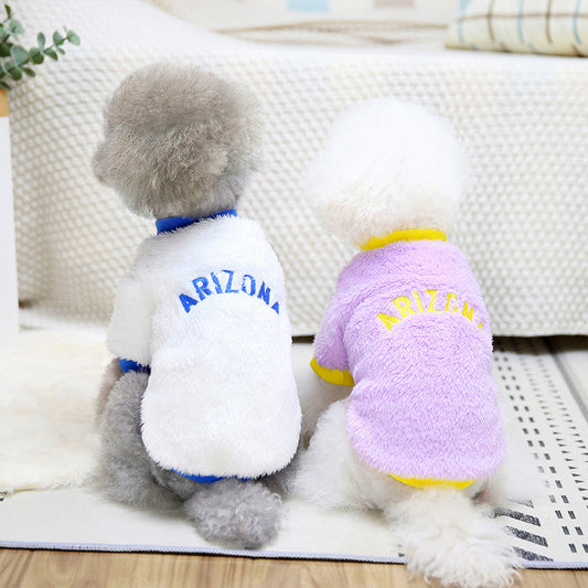 KFX-9215165 Fleece Jacket for Dogs - Double-Sided Velvet Fabric, Available in Purple, Pink, White, Sizes S-XXL