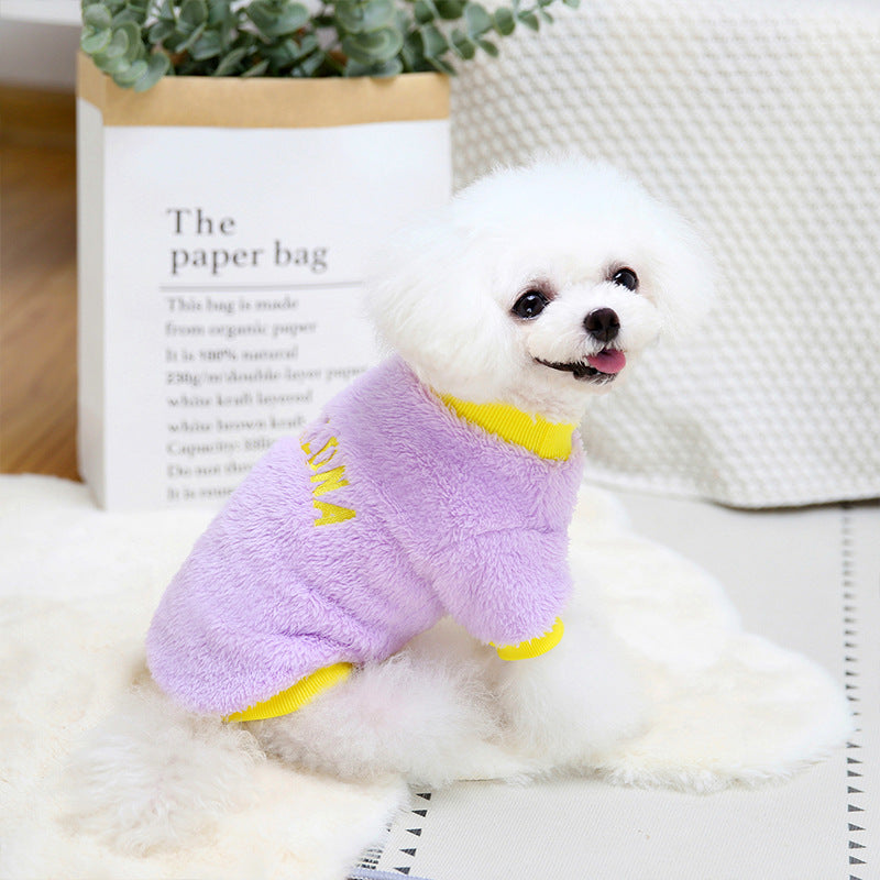 KFX-9215165 Fleece Jacket for Dogs - Double-Sided Velvet Fabric, Available in Purple, Pink, White, Sizes S-XXL