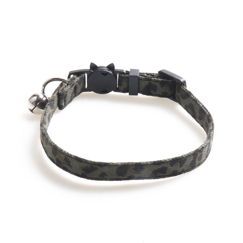 KFX-9216573 Leopard Print Cat Collar with Bell in Multiple Colors - Stylish and Comfortable Design