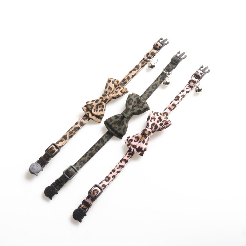 KFX-9216573 Leopard Print Cat Collar with Bell in Multiple Colors - Stylish and Comfortable Design