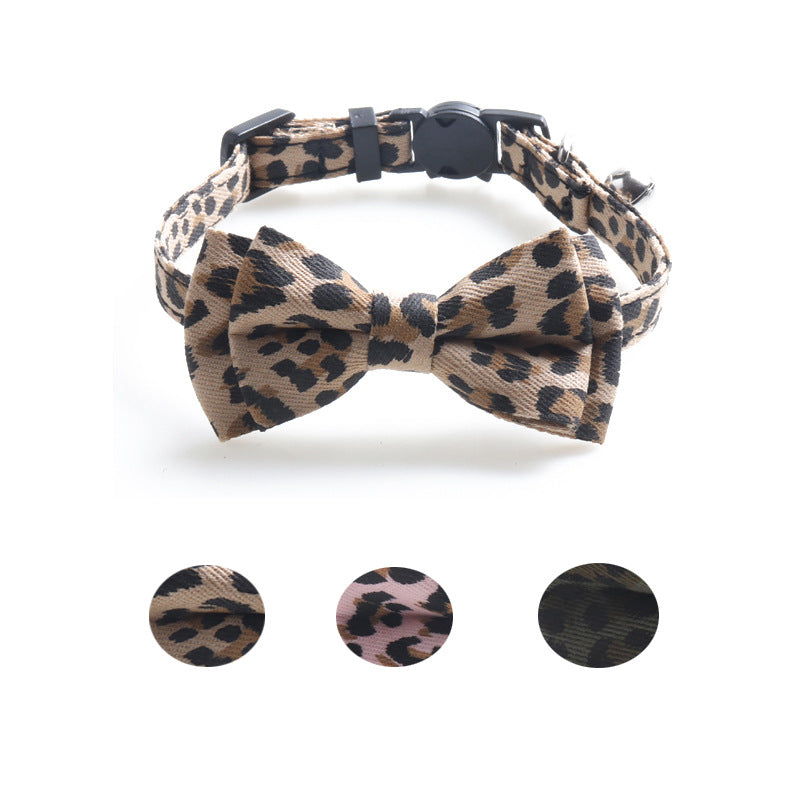 KFX-9216573 Leopard Print Cat Collar with Bell in Multiple Colors - Stylish and Comfortable Design