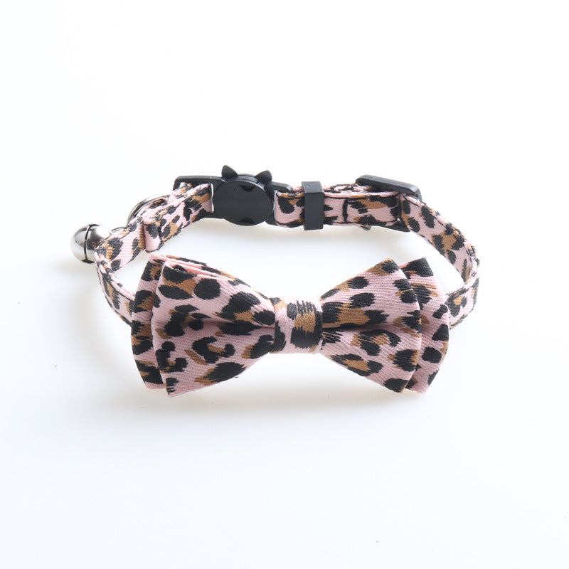 KFX-9216573 Leopard Print Cat Collar with Bell in Multiple Colors - Stylish and Comfortable Design
