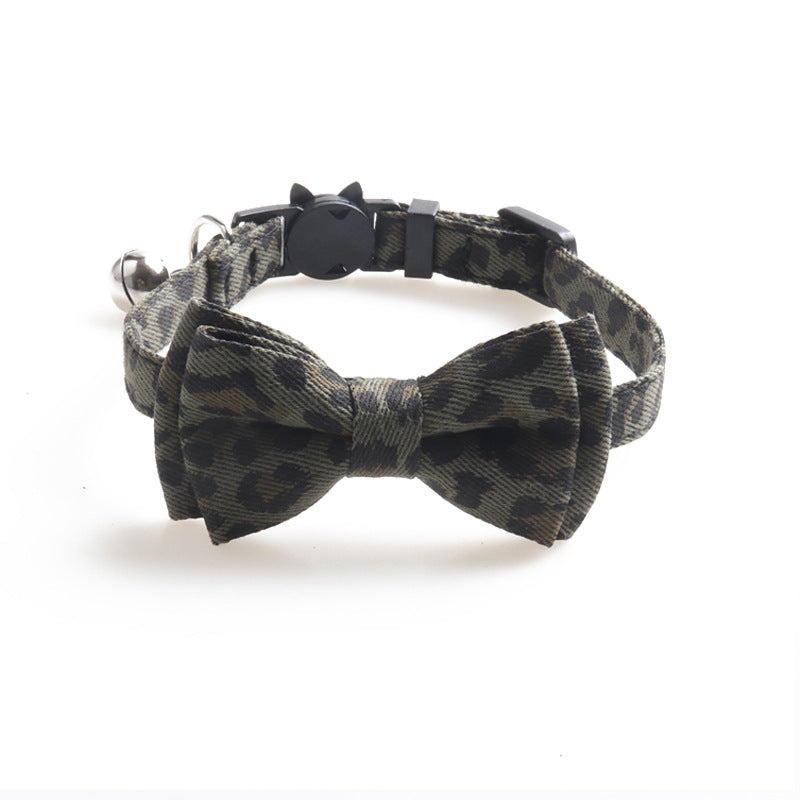 KFX-9216573 Leopard Print Cat Collar with Bell in Multiple Colors - Stylish and Comfortable Design