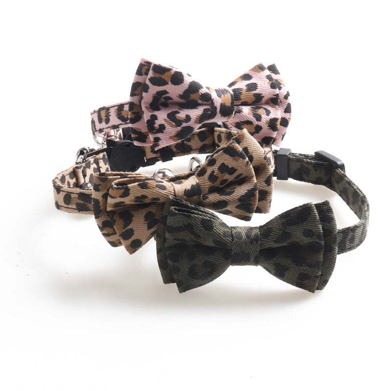 KFX-9216573 Leopard Print Cat Collar with Bell in Multiple Colors - Stylish and Comfortable Design