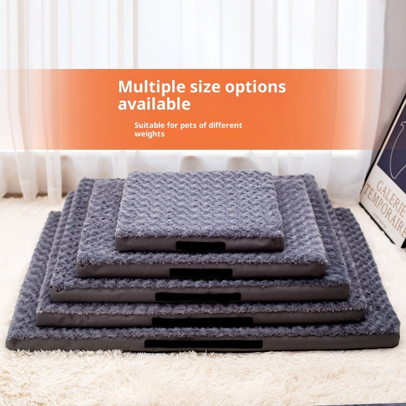 KFX-9218621 Embossed Velvet Dog Bed - Wear-Resistant Pet Mat for All Seasons in Dark Gray, Multiple Sizes Available
