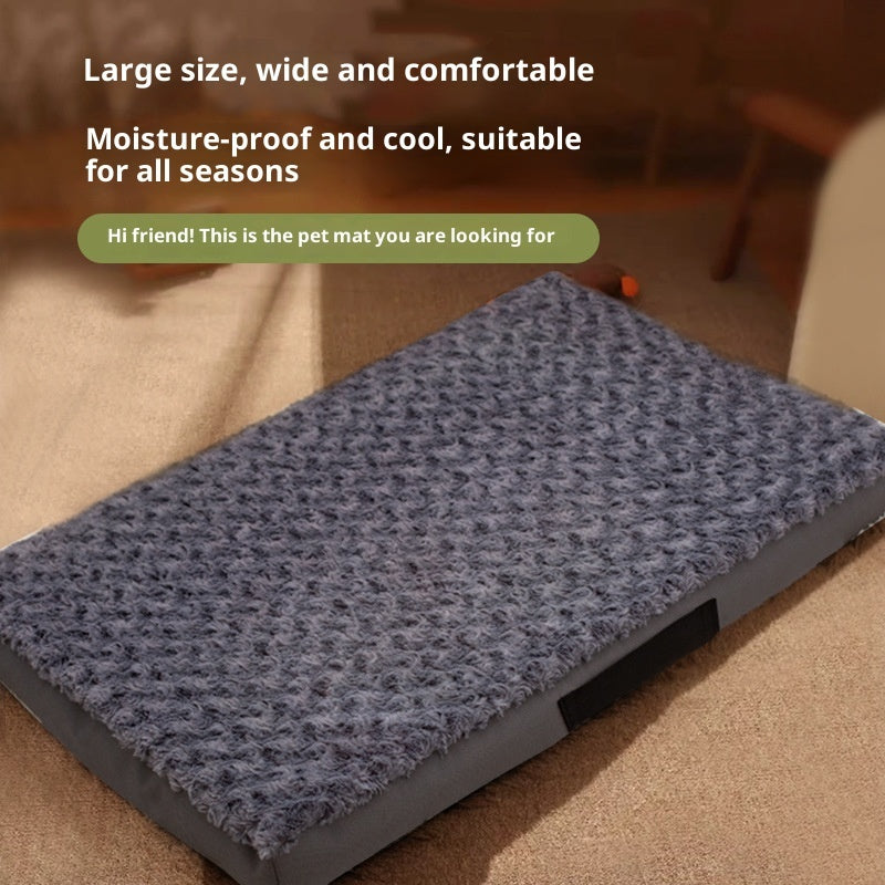 KFX-9218621 Embossed Velvet Dog Bed - Wear-Resistant Pet Mat for All Seasons in Dark Gray, Multiple Sizes Available