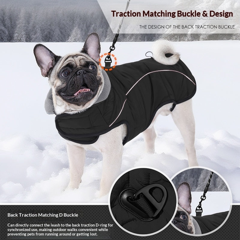 KFX-9219133 Thickened Double-Layer Insulated Vest Jacket for Pets in Black and Deep Red