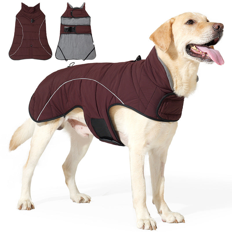 KFX-9219133 Thickened Double-Layer Insulated Vest Jacket for Pets in Black and Deep Red
