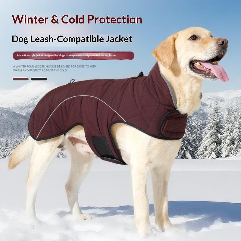 KFX-9219133 Thickened Double-Layer Insulated Vest Jacket for Pets in Black and Deep Red