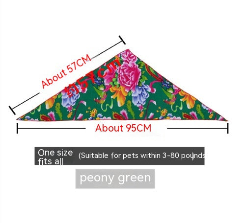 KFX-9221949 Country Style Triangular Scarf for Dogs and Cats - Cotton Silk Pet Headscarf for All Seasons