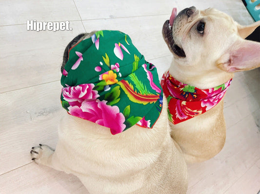 KFX-9221949 Country Style Triangular Scarf for Dogs and Cats - Cotton Silk Pet Headscarf for All Seasons
