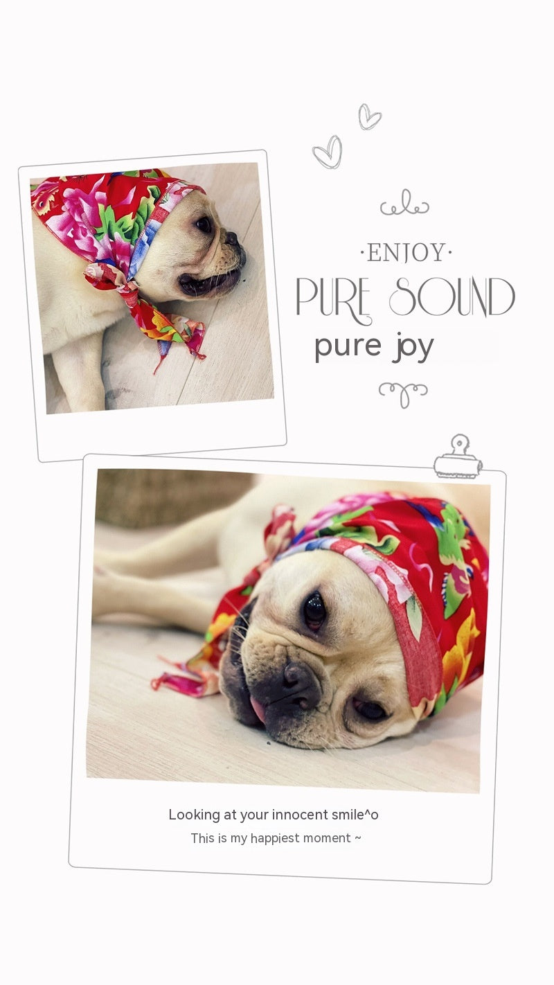 KFX-9221949 Country Style Triangular Scarf for Dogs and Cats - Cotton Silk Pet Headscarf for All Seasons