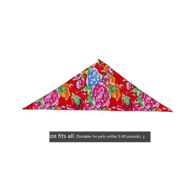 KFX-9221949 Country Style Triangular Scarf for Dogs and Cats - Cotton Silk Pet Headscarf for All Seasons