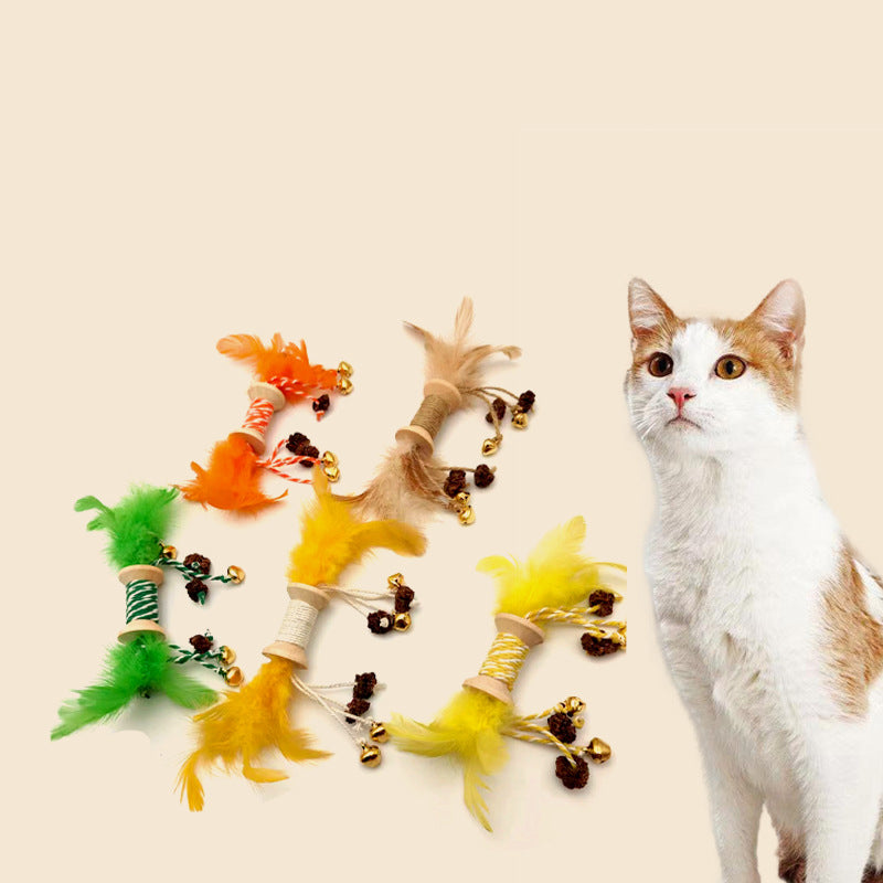 KFX-9222973 Interactive Feather and Bell Cat Toy with Colorful Galls and Inflated Ego Design, 21CM Length