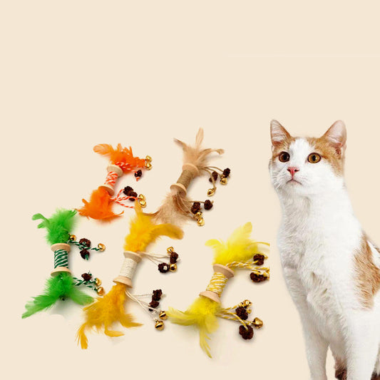 KFX-9222973 Interactive Feather and Bell Cat Toy with Colorful Galls and Inflated Ego Design, 21CM Length