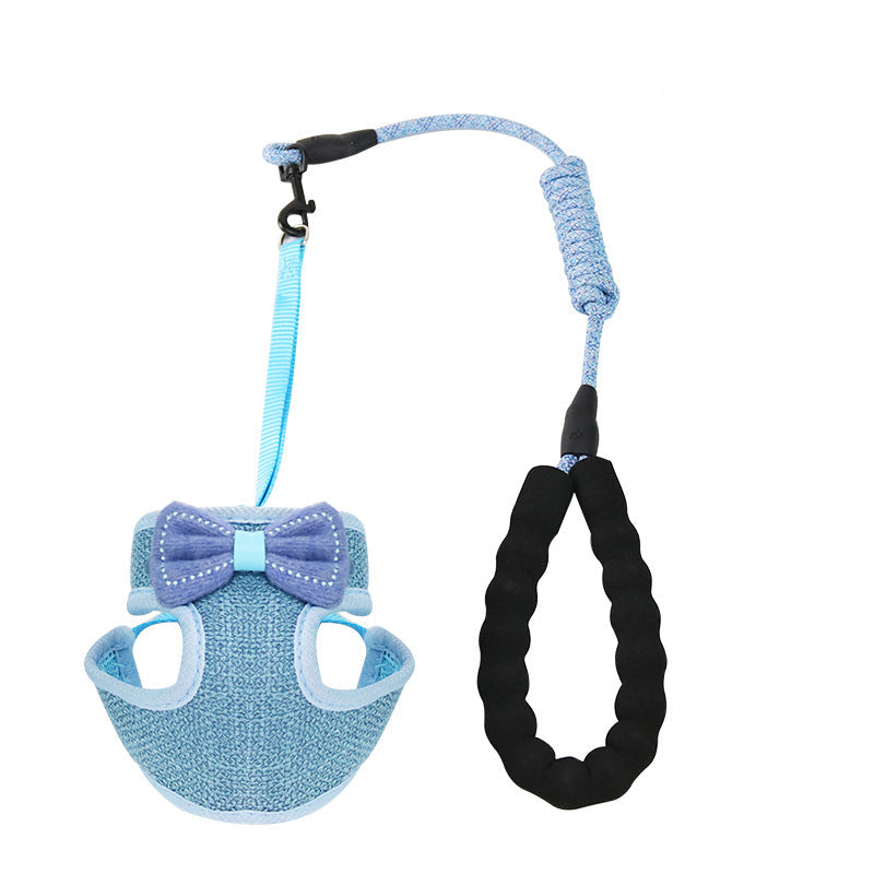 KFX-9224125 Stylish Bowknot Vest Harness and Leash Set for Cats and Dogs